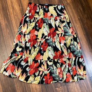 CHAPS Tropical Flower Maxi Tier Skirt Size L